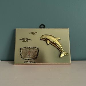 Vintage 90s sea world thermometer wall art with whale